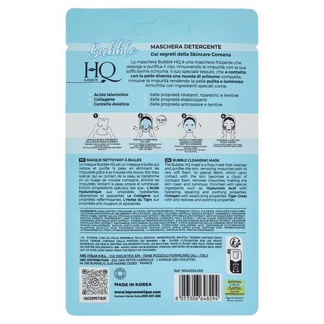HQ K-Beauty Maschera Bubble Attivi: Acido Ialuronico - Collagene